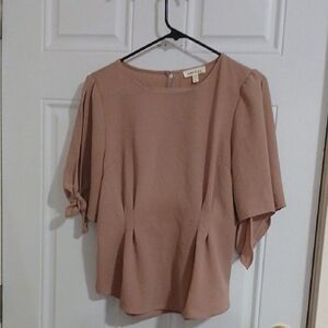 Monteau Blush Pink Blouse with Tie Sleeves